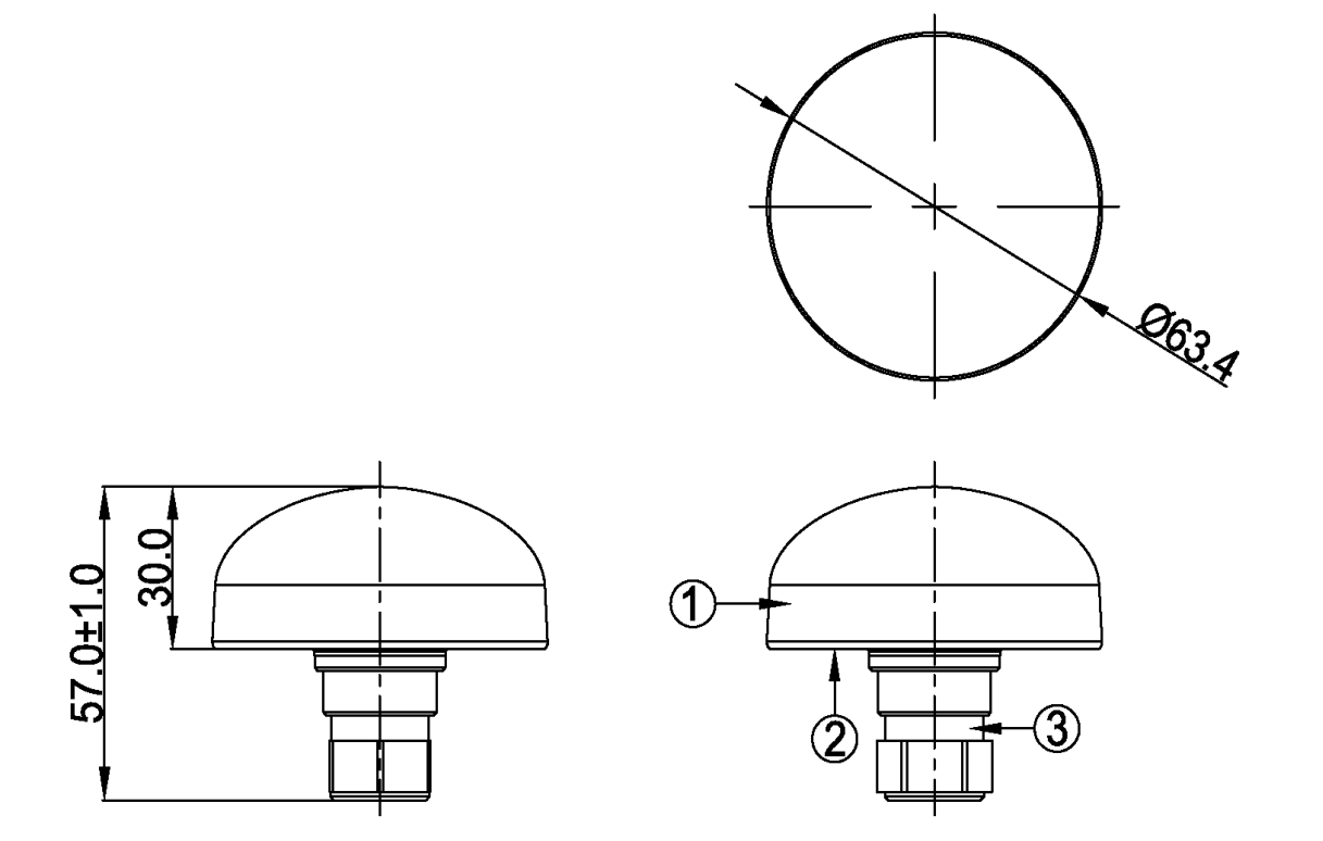 Mushroom Navigation GNSS Antena Denbora GPS Antenen marrazkia